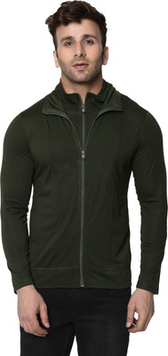 Adorbs Solid Men High Neck Dark Green T-Shirt