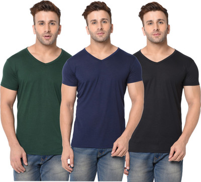 Adorbs Solid Men V Neck Dark Blue, Dark Green, Black T-Shirt