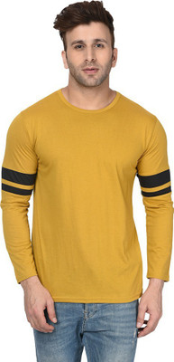 Adorbs Printed Men Round Neck Black, Yellow T-Shirt
