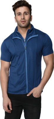 Moordale Solid Men Polo Neck Dark Blue T-Shirt