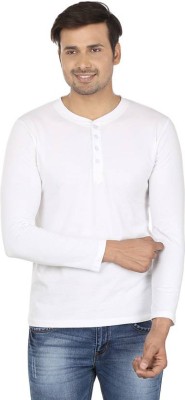 Jangoboy Solid Men Henley Neck Dark Blue, White T-Shirt