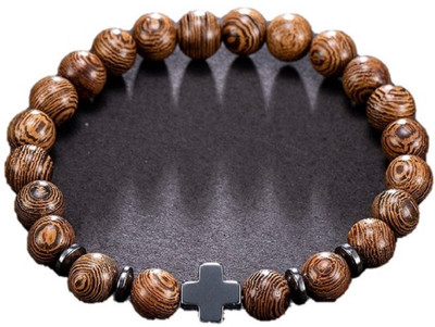 Fabula Wood Beads Black Silver Bracelet