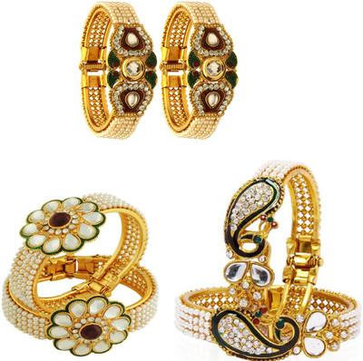 JSD Alloy Gold-plated Bangle Set(Pack of 6)