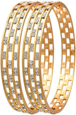 Yellow Chimes Alloy Crystal Gold-plated Bangle Set(Pack of 2)