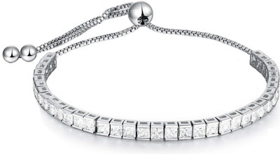 Moneekar jewels Copper Cubic Zirconia Silver Bracelet