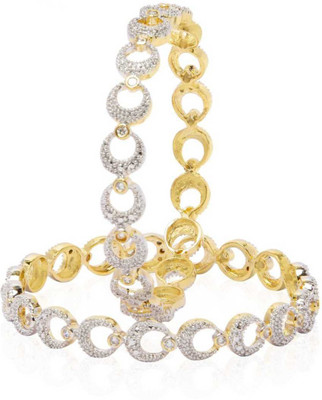 Yellow Chimes Alloy Crystal Gold-plated Bangle Set(Pack of 2)