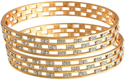 Yellow Chimes Alloy Crystal Gold-plated Bangle Set(Pack of 2)