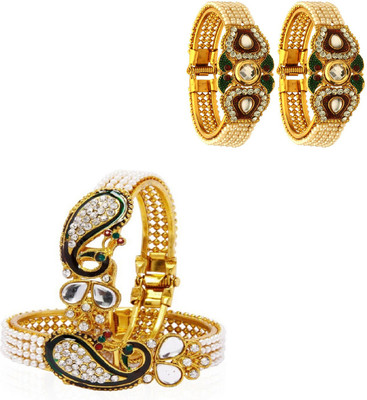 JSD Alloy Gold-plated Bangle Set(Pack of 4)