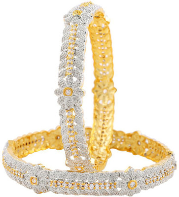 Yellow Chimes Copper Crystal Gold-plated Bangle Set(Pack of 2)