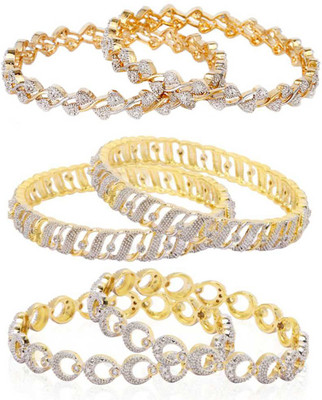 Yellow Chimes Alloy Crystal Gold-plated Bangle Set(Pack of 6)