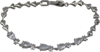 jashan accessories Stainless Steel Cubic Zirconia Rhodium Bracelet