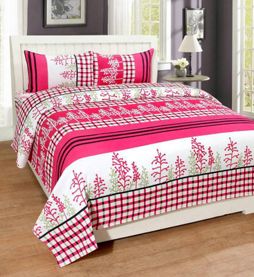 satvik handloom 150 TC Cotton Double Printed Flat Bedsheet(Pack of 1, Multicolor)