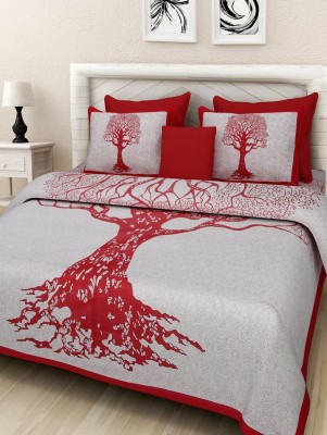 ANAYA ENTERPRISES 144 TC Cotton Double Printed Flat Bedsheet(Pack of 1, Red)