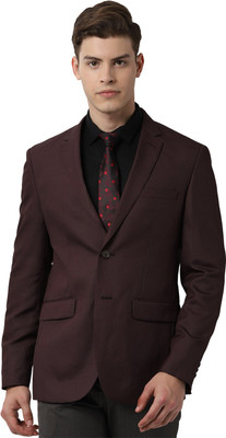 PETER ENGLAND Solid Single Breasted Formal Men Blazer(Purple)