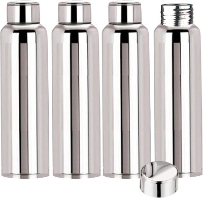 KUBER INDUSTRIES Stainless Steel 4 Pcs Fridge Water Bottle/Refrigerator Bottle/Thunder(1000 ML) 1000 ml Flask(Pack of 4, Silver, Steel)
