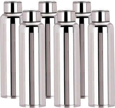 KUBER INDUSTRIES Stainless Steel 6 Pcs Fridge Water Bottle/Refrigerator Bottle/Thunder(1000 ML) 1000 ml Flask(Pack of 6, Silver, Steel)