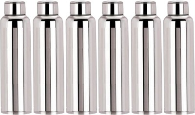 KUBER INDUSTRIES Stainless Steel 6 Pcs Fridge Water Bottle/Refrigerator Bottle/Thunder(1000 ML) 1000 ml Flask(Pack of 6, Silver, Steel)