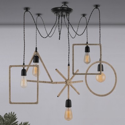 Homesake Chandelier Ceiling Lamp(Black, Beige)