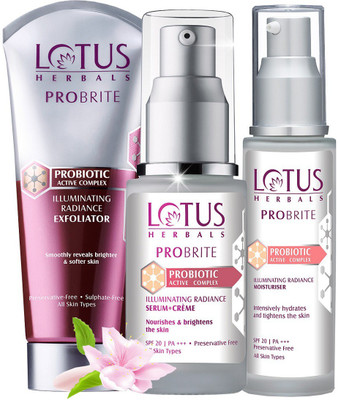 Lotus Herbals PORBRITE Illuminating Radiance ( Exfoliator_100g + Serum_30ml + Moisturiser_50ml )(3 Items in the set)