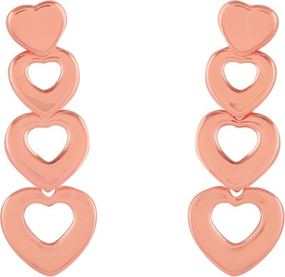 FD Styles Heart Shaped 18k Rose Gold Plated Party Wear Earring for Women & Girl's Alloy Drops & Danglers