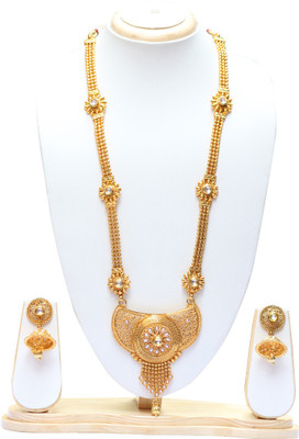 Ethnicking Alloy Gold-plated Gold, White Jewellery Set(Pack of 1)