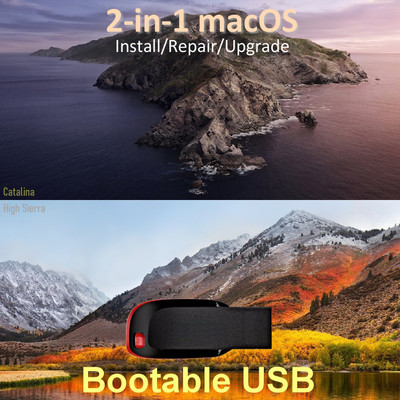 OSGuru CAHS 2-in-1 macOS Catalina (10.15.x) | macOS High Sierra (10.13.6) Install/Repair/Restore/Upgrade/Downgrade Bootable USB Pen Drive (64-Bit)