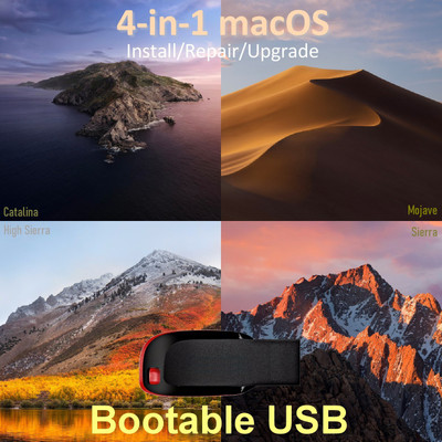 OSGuru CAMOHSSI 4-in-1 macOS Catalina (Latest 10.15.x), Mojave (10.14.6), High Sierra (10.13.6), Sierra (10.12.6) Install/Repair/Restore/Upgrade Bootable USB Pen Drive (6