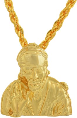 RN Gold Plated Brass 24KT Micron, Shirdi sai baba Necklace Jewellery Temple Hindu god Pendant Chain for Men and women Gold-plated Brass Pendant