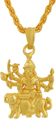 RN Gold Plated Brass Micron Lord Sherawali Mata, Durga Rani, Vaishno Devi, God Jewellery Pendant Chain Locket Men and Women Gold-plated Brass Pendant