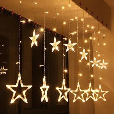 CraftQua 12 LEDs 2.49 m Gold Steady Star Rice Lights(Pack of 1)