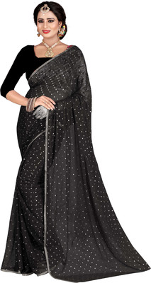 MINE CHOICE Embellished Daily Wear Chiffon Saree(Black)