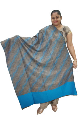 Vrinde Wool Self Design Women Shawl(Blue)