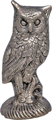 jy Panchdhatu Brass Ullu (Owl) God Idol Lite Silver Colour Decorative Showpiece  -  12 cm(Brass, Silver)