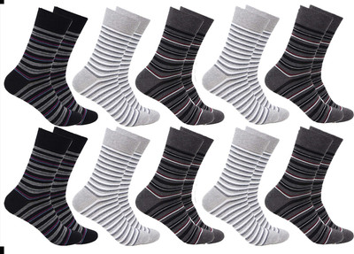 HICODE Men & Women Striped Ankle Length(Pack of 10)