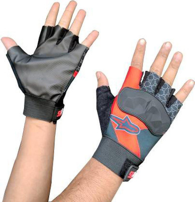 zaysoo Gloves for Riding, Mountain Bike Half Finger Anti slip Gloves Gym & Fitness Gloves(Red)