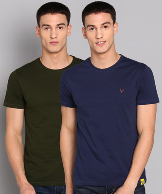 allen-solly-solid-men-round-neck-dark-green-dark-blue-t-shirt
