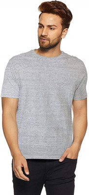 LazyChunks Self Design Men Round Neck Grey T-Shirt