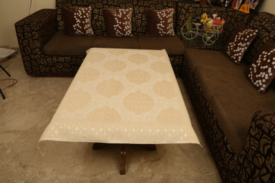 Sunrise Printed 4 Seater Table Cover(Beige, Polyester)