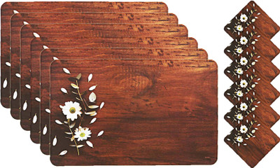 KUBER INDUSTRIES Rectangular Pack of 6 Table Placemat(Brown, PVC)
