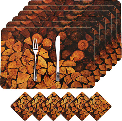 KUBER INDUSTRIES Rectangular Pack of 6 Table Placemat(Brown, PVC)