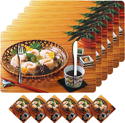 KUBER INDUSTRIES Rectangular Pack of 6 Table Placemat(Brown, PVC)