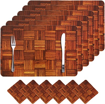 KUBER INDUSTRIES Rectangular Pack of 6 Table Placemat(Brown, PVC)