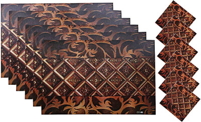 KUBER INDUSTRIES Rectangular Pack of 6 Table Placemat(Brown, PVC)