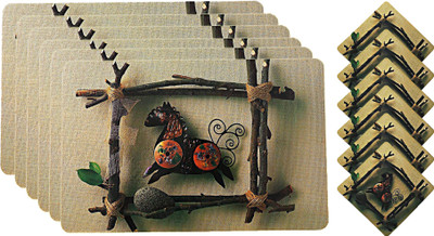 KUBER INDUSTRIES Rectangular Pack of 6 Table Placemat(Brown, PVC)