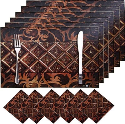 KUBER INDUSTRIES Rectangular Pack of 6 Table Placemat(Brown, PVC)