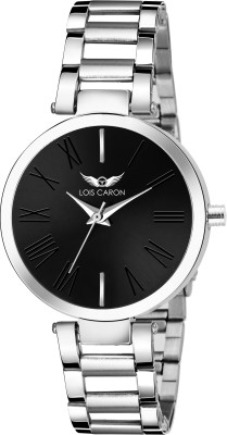 LOIS CARON LCS-4675 BLACK DIAL WITH SILVER STRAP Analog Watch  - For Women