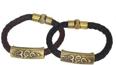 Shiv Jagdamba Leather, Stainless Steel Bracelet Set(Pack of 2)