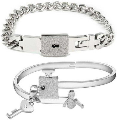 rsp unique Stainless Steel Sterling Silver Bracelet Set(Pack of 2)