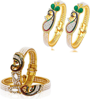JSD Alloy Gold-plated Bangle Set(Pack of 4)