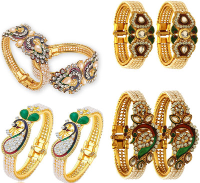JSD Alloy Gold-plated Bangle Set(Pack of 8)